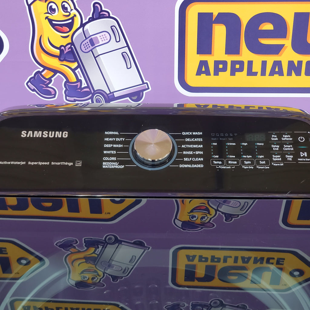 Pictures of Samsung 5.1 cu. ft. Smart Top Load Washer with ActiveWave™ Agitator and Super Speed Wash in Brushed Black 1CR0447 - WA51A5505AV - Certified Refurbished - Neu Appliance Outlet - Discount Appliance Outlet in Austin, Tx