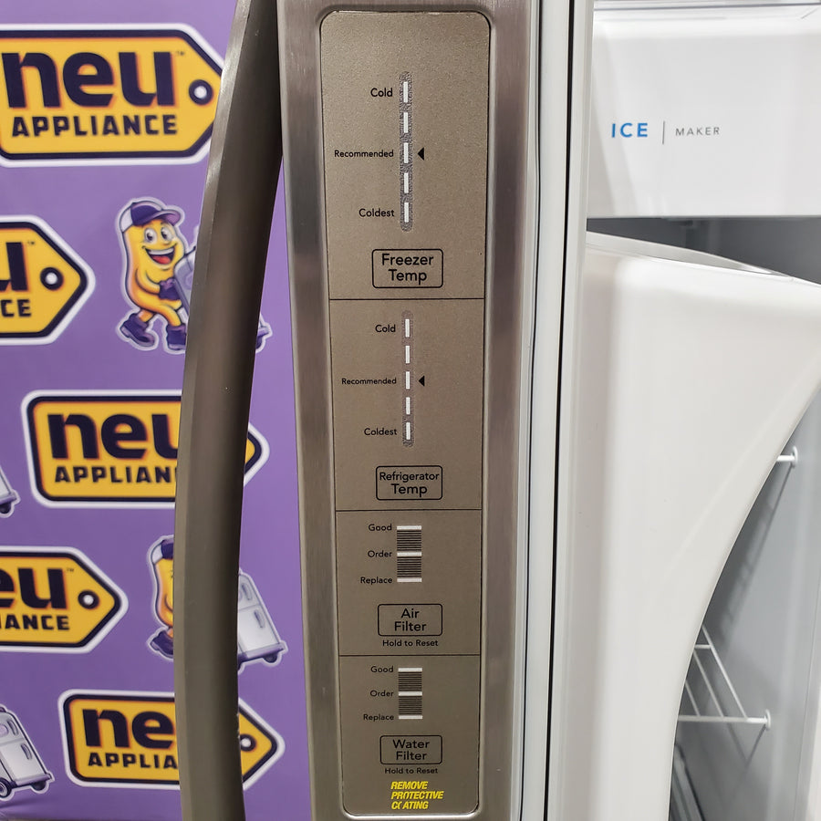 Frigidaire 25.6-cu ft ENERGY STAR Side-by-Side Refrigerator with Ice Maker in Fingerprint Resistant Stainless Steel 22131SD101 - FRSS26L3AF - Scratch & Dent (Minor)