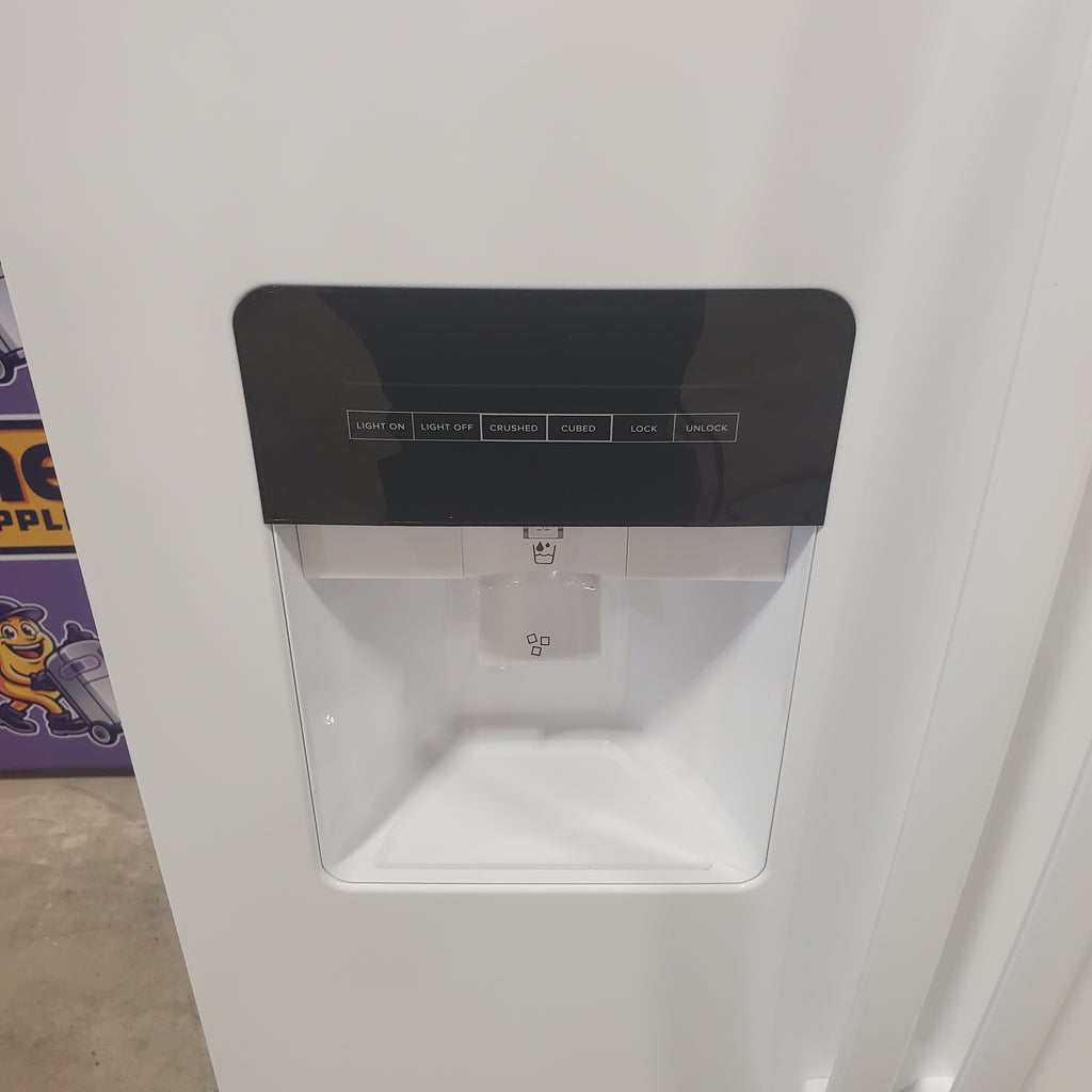 Pictures of Amana White 36 Inch Side by Side 24.6 Cu. Ft. Counter Depth Refrigerator with Dual Pad External Ice Dispenser and Water Dispenser ASI2575GRW - Scratch and Dent (Minor) - Neu Appliance Outlet - Discount Appliance Outlet in Austin, Tx