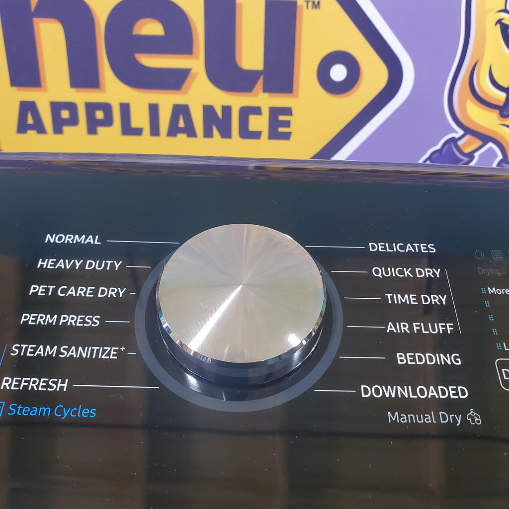 Pictures of Samsung Brushed Navy Blue 5.4 cu. ft. Smart Top Load Washer with Pet Care Solution and Super Speed Wash and 7.4 cu. ft. Smart Vented Electric Dryer with Pet Care Dry and Steam Sanitize+ - Scratch & Dent - Minor - Neu Appliance Outlet - Discount Appliance Outlet in Austin, Tx