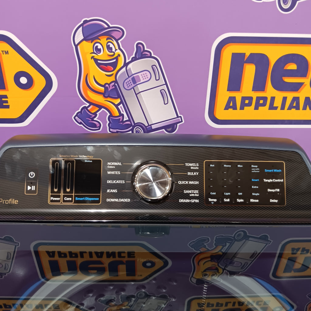 Pictures of GE Profile™ ENERGY STAR® 5.3 cu. ft. Capacity Washer with Smarter Wash Technology and Adaptive SmartDispense PTW805BPWRS - New in Box - Neu Appliance Outlet - Discount Appliance Outlet in Austin, Tx