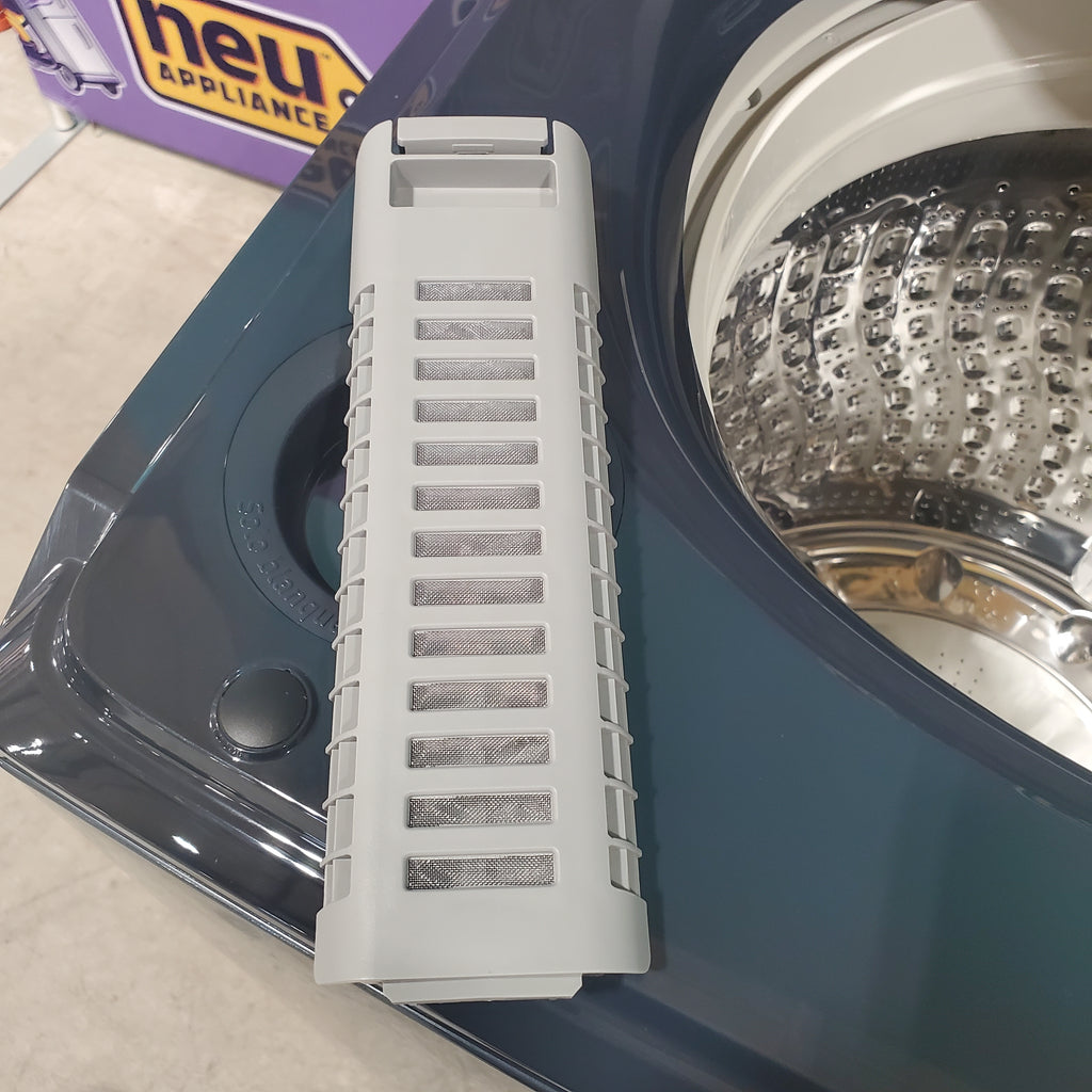 Pictures of Samsung Brushed Navy Blue 5.4 cu. ft. Smart Top Load Washer with Pet Care Solution and Super Speed Wash and 7.4 cu. ft. Smart Vented Electric Dryer with Pet Care Dry and Steam Sanitize+ - Scratch & Dent - Minor - Neu Appliance Outlet - Discount Appliance Outlet in Austin, Tx