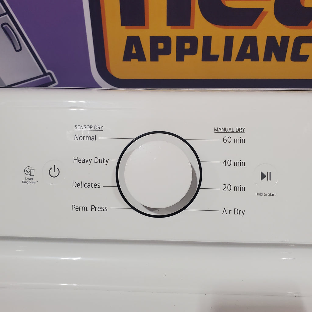 Pictures of LG White Top Load 4.5 Cu. Ft. Washer with NeveRust Drum and TurboDrum Technology WT7000CW - Certified Refurbished and LG 7.3 Cu. Ft. Electric Rear Control Ultra Large Capacity Dryer in White with Sensor Dry 16037 - DLE6100W - Certified Refurbished - Neu Appliance Outlet - Discount Appliance Outlet in Austin, Tx