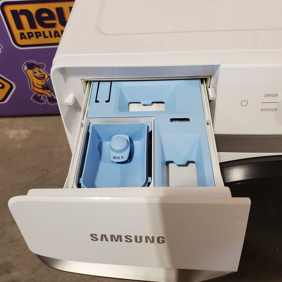 Samsung 4.5 Cu. Ft. High-Efficiency Smart Front Load Washer with AI Smart Dial WF45A6400AW - Scratch & Dent (Moderate) and Samsung 7.5 cu. ft. Vented Smart Stackable Electric Dryer with Super Speed Dry 16252 - DVE45A6400W - Scratch & Dent (Moderate)