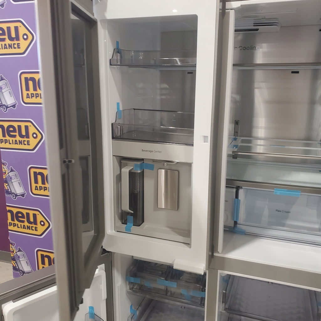 Pictures of Counter Depth Fingerprint Resistant Stainless Steel ENERGY STAR Samsung 22.8 cu. ft. 4 Door Flex Refrigerator with Beverage Center - Scratch & Dent - Major - Neu Appliance Outlet - Discount Appliance Outlet in Austin, Tx