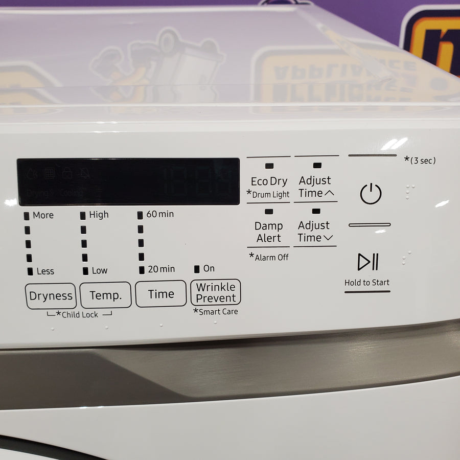 Samsung 7.5 cu. ft. Front Load Electric Dryer with Smart Care in White 30133SD142 - DVE45T6000W - Scratch & Dent (Major)