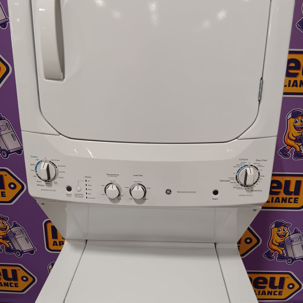 Pictures of GE Unitized Spacemaker® 3.8 cu. ft. Capacity Washer with Stainless Steel Basket and 5.9 cu. ft. Capacity Electric Dryer GUD27ESSMWW - New in Box - Neu Appliance Outlet - Discount Appliance Outlet in Austin, Tx