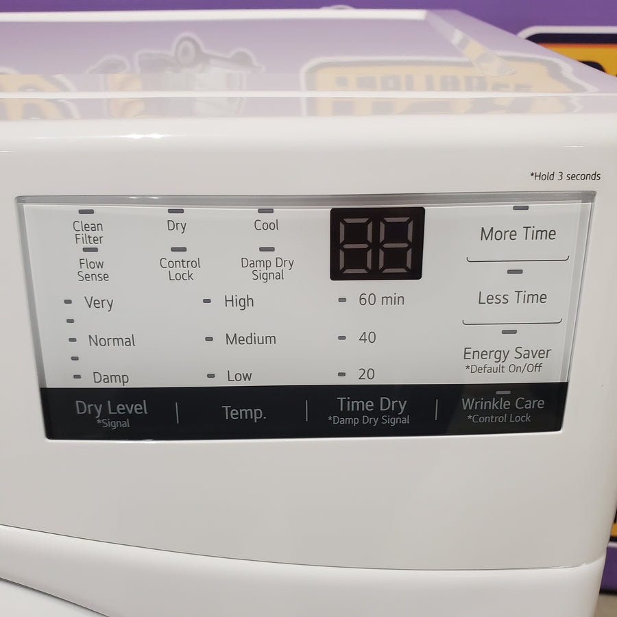 LG 7.4 cu. ft. ENERGY STAR Electric Vented Dryer with Sensor Dry and SmartThinQ Technology 22231SD284 - DLE3400W - Scratch & Dent (Minor)