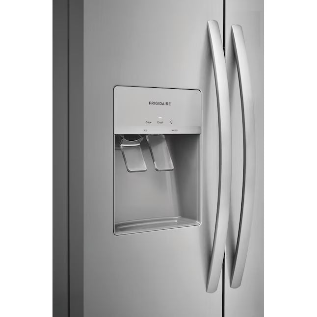 Frigidaire 25.6-cu ft ENERGY STAR Side-by-Side Refrigerator with Ice Maker in Fingerprint Resistant Stainless Steel 22231SD323 - FRSS26L3AF - Scratch & Dent (Moderate)