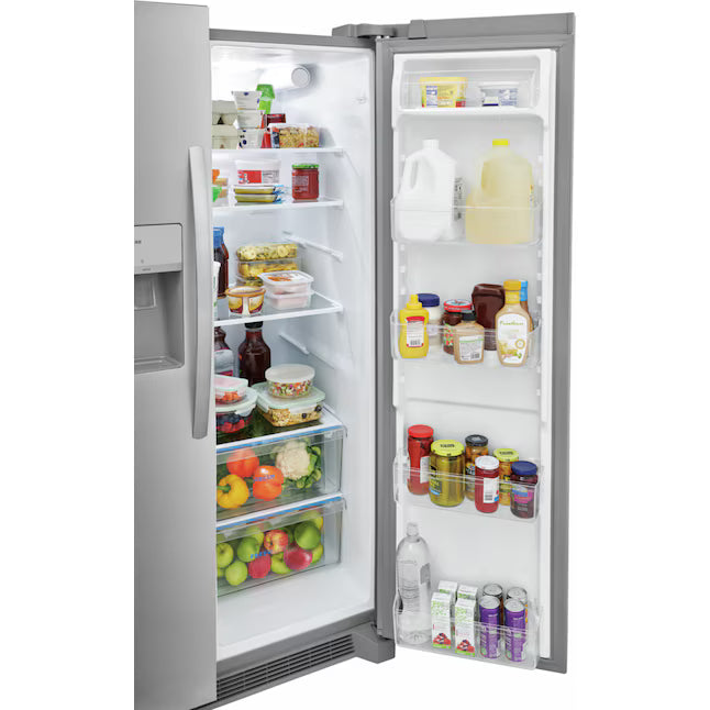 Frigidaire 25.6-cu ft ENERGY STAR Side-by-Side Refrigerator with Ice Maker in Fingerprint Resistant Stainless Steel 22231SD323 - FRSS26L3AF - Scratch & Dent (Moderate)