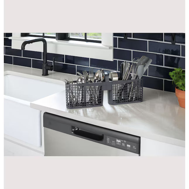 GE Dishwasher with Front Controls with Sanitize, Dry Boost, 55 dBA in White 25139SD783 - GDF450PGRBB - Open Box