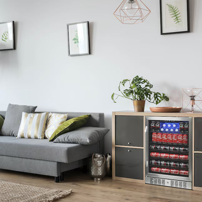 NewAir 23.5-in W 177 -Can Capacity Stainless Steel Built-in/Freestanding Indoor Beverage Refrigerator with Glass Door ABR-1770 - Scratch & Dent (Minor)