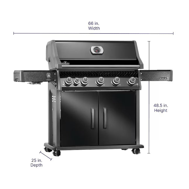 NAPOLEON Rogue PRO 625 Series Black 5-Burner Infrared Natural Gas Grill 1-Side Burner RP625SIB - Open Box