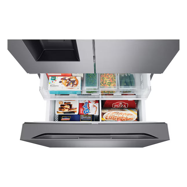 LG Counter-Depth 25.5-cu ft 36-in Wide French Door Refrigerator with Ice Maker ENERGY STAR Certified in PrintProof Stainless Steel LF26C6230V - Scratch & Dent (Moderate)