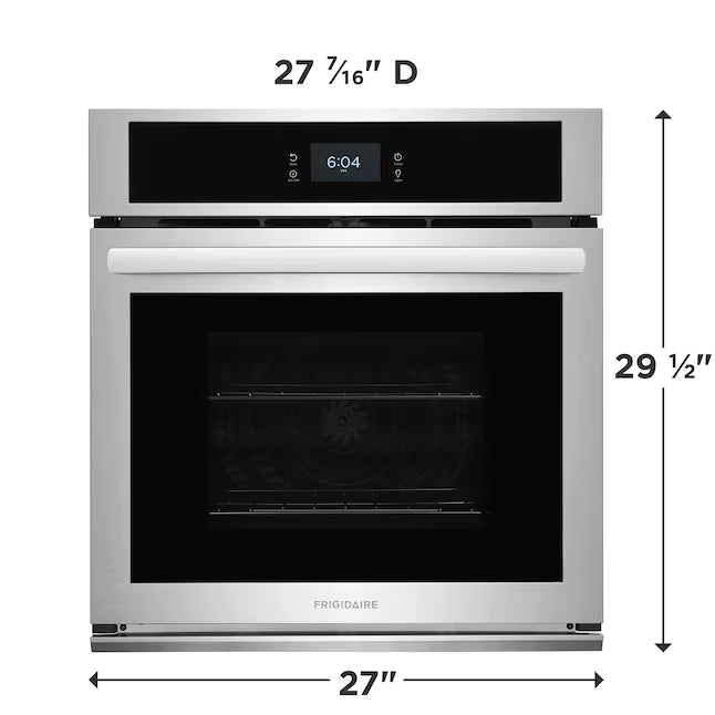 Frigidaire 27 inch Single Electric Wall Oven Single-fan and Self-cleaning in Stainless Steel FCWS2727AS - Open Box