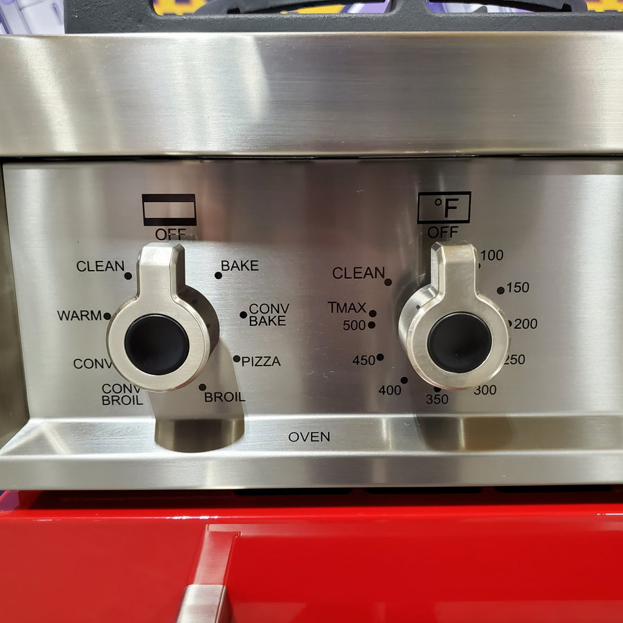 Bertazonni Professional Series 36" 5.7 cu. ft. Dual Fuel Range with Dual Convection Oven, 6 Brass Burners, and Soft-Close Oven Door in Red PROF366DFSROT - Open Box