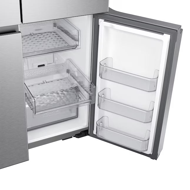 Samsung Counter-Depth 22.9-cu ft 4 -Door ENERGY STAR Certified Smart Compatible French Door Refrigerator with Dual Ice Maker in Fingerprint Resistant Stainless Steel RF23A9071SR - Scratch & Dent (Major)