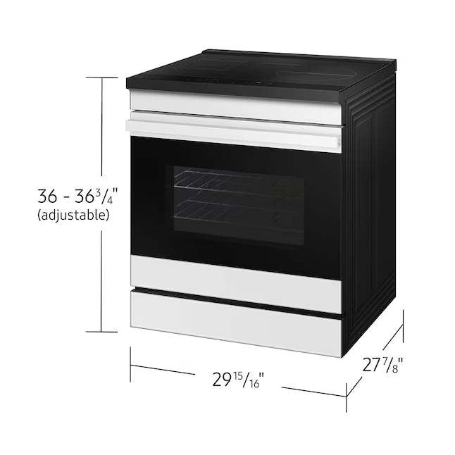 Samsung Bespoke 6.3-cu ft, 4 Burner Air Fry Convection Oven Slide-In Single Induction Range in White Glass 251310SD916 - NSI6DB950012 - Open Box