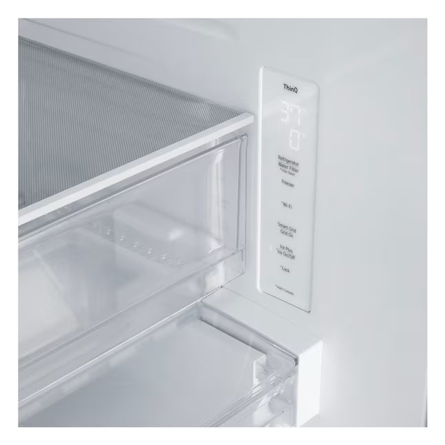 LG 33 in. W. 21 cu.ft. SMART Counter Depth MAX French Door Refrigerator with Ice Maker in PrintProof Stainless Steel 22133SD212 - LF21G6200S - Scratch & Dent (Moderate)