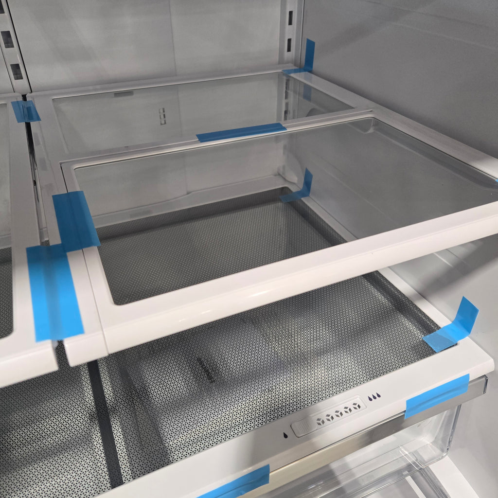 Pictures of Fingerprint Resistant Brushed Steel ENERGY STAR Hisense 26.6 cu. ft. 3 Door French Door Refrigerator with Icemaker and Internal Water Dispenser - Scratch & Dent - (Minor) - Neu Appliance Outlet - Discount Appliance Outlet in Austin, Tx