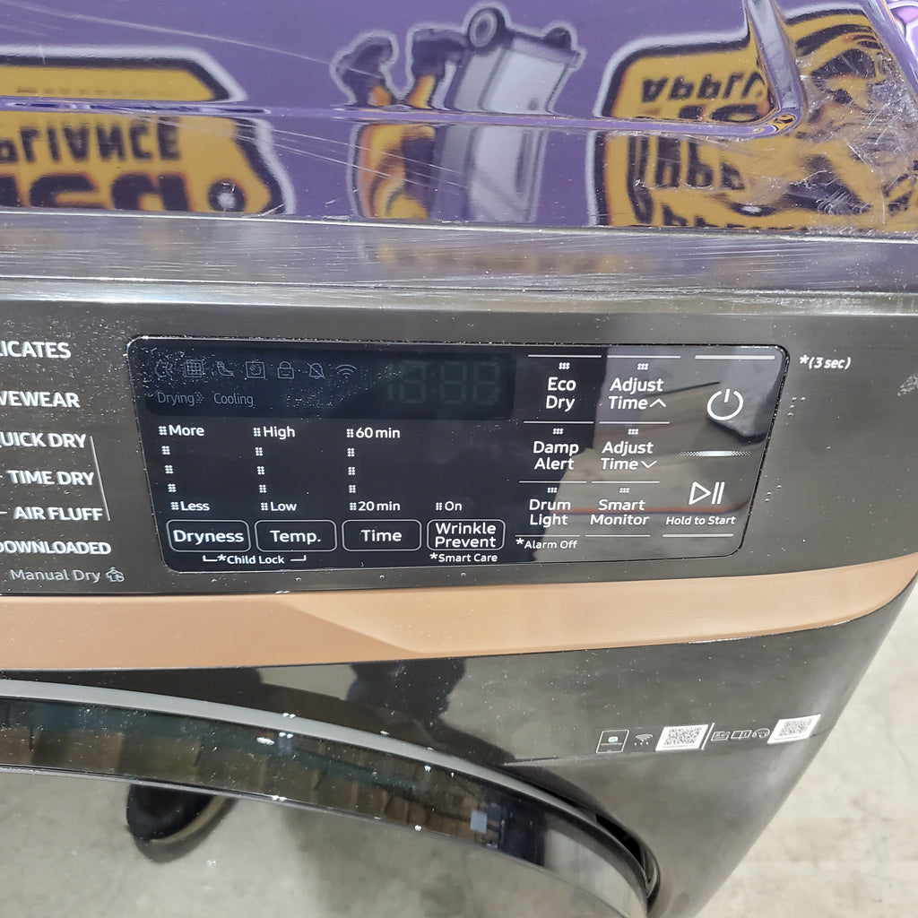 Pictures of Fingerprint Resistant Black Stainless Steel ENERGY STAR Samsung 7.5 cu. ft. Frontload Gas Dryer with Steam- Scratch & Dent - Moderate - Neu Appliance Outlet - Discount Appliance Outlet in Austin, Tx