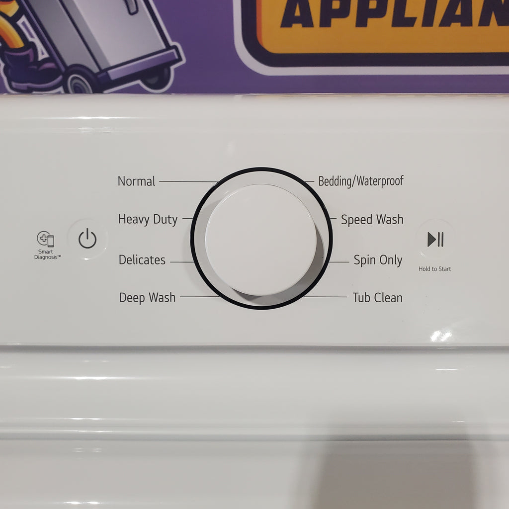 Pictures of ENERGY STAR LG 4.1 cu. ft. Top Load Washing Machine with 4-Way Agitator WT6105CW and ENERGY STAR LG 7.3 cu. ft. Electric Dryer with Smart Diagnosis DLE6100W - Scratch & Dent (Minor) - Neu Appliance Outlet - Discount Appliance Outlet in Austin, Tx