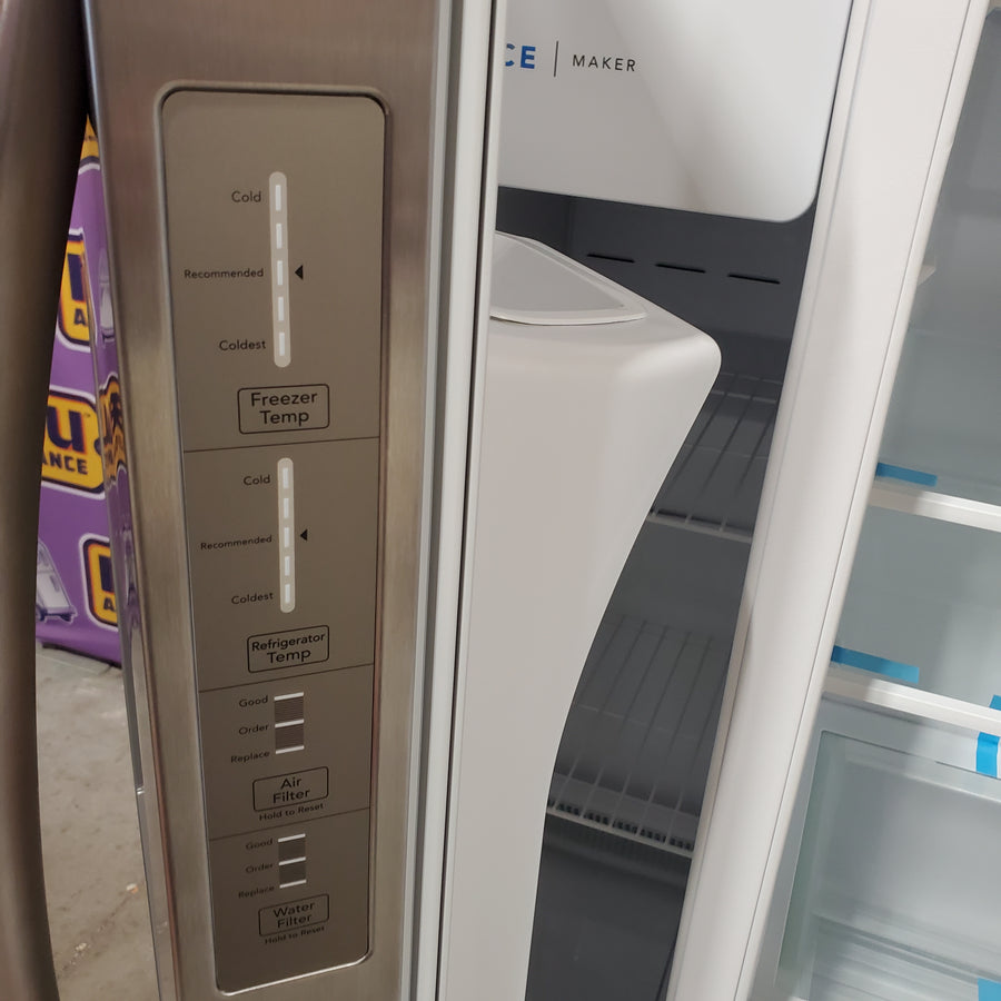 Frigidaire 25.6 cu. ft. ENERGY STAR Side by Side Refrigerator with Exterior Water and Ice Dispenser in Stainless Steel 3SD1089 - FRSS2623AS - Scratch & Dent (Moderate)