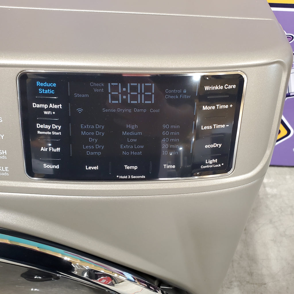 Pictures of GE ENERGY STAR® 7.8 cu. ft. Capacity Smart Front Load Electric Dryer with Steam and Sanitize Cycle GFD65ESPNSN - Scratch & Dinner (Minor) - Neu Appliance Outlet - Discount Appliance Outlet in Austin, Tx