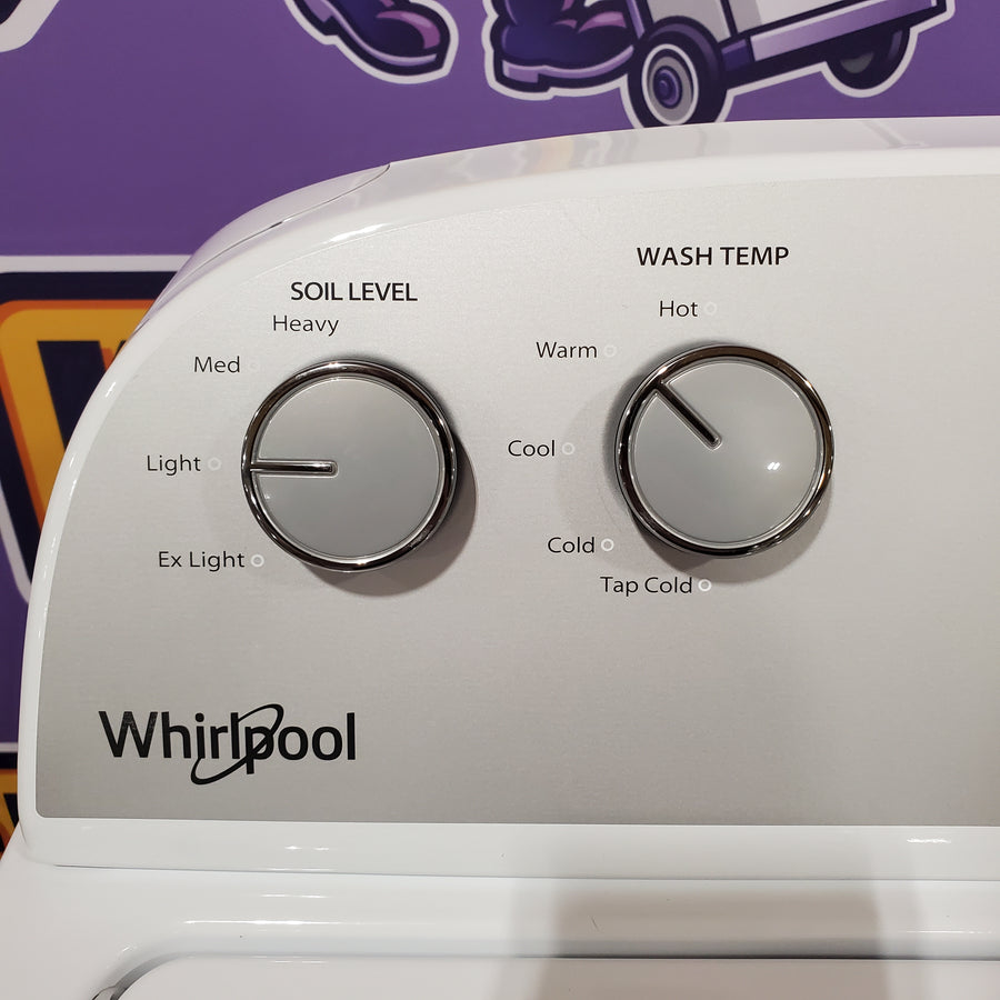 Whirlpool 3.5 cu. ft. High Efficiency Top Load Washing Machine with Deep Water Wash WTW4816FW - Scratch & Dent (Minor) and Whirlpool White Electric 7.0 Cu. Ft. Dryer with Auto Dry 16217 - WED4950HW - Scratch & Dent (Moderate)