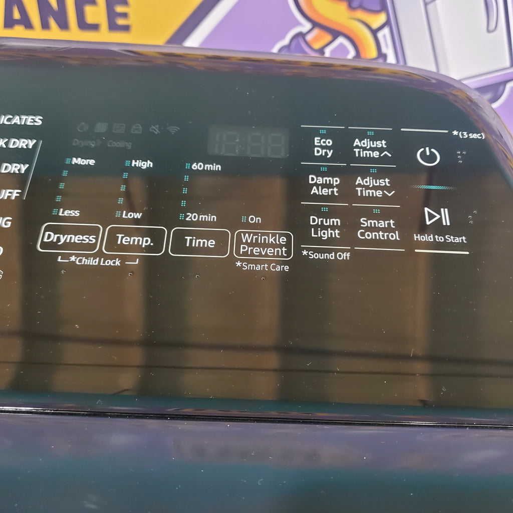 Pictures of Samsung Brushed Navy Blue 5.4 cu. ft. Smart Top Load Washer with Pet Care Solution and Super Speed Wash and 7.4 cu. ft. Smart Vented Electric Dryer with Pet Care Dry and Steam Sanitize+ - Scratch & Dent - Minor - Neu Appliance Outlet - Discount Appliance Outlet in Austin, Tx