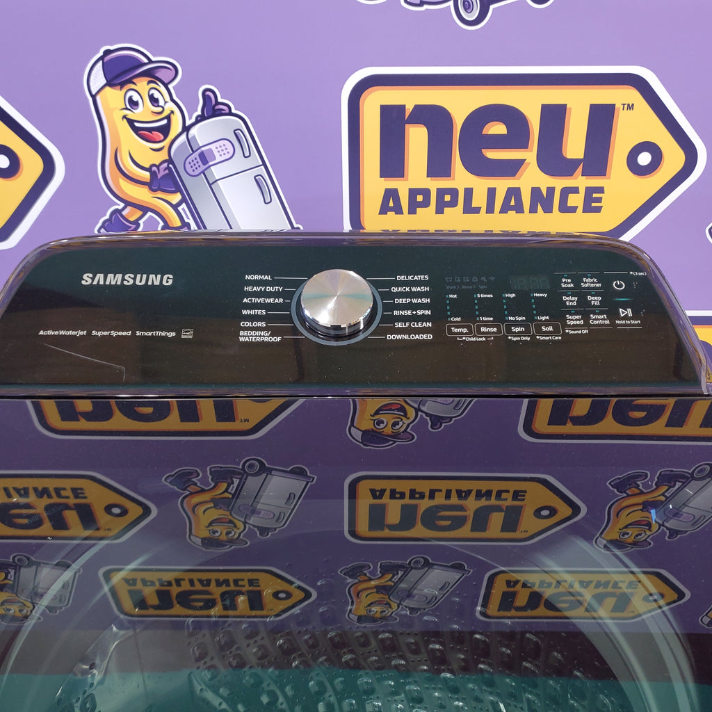 Pictures of Samsung 5.5 cu.ft. Extra-Large Capacity Smart Top Load Washer with Super Speed Wash in Brushed Black WA55CG7100AVUS - Scratch & Dent (Minor) - Neu Appliance Outlet - Discount Appliance Outlet in Austin, Tx