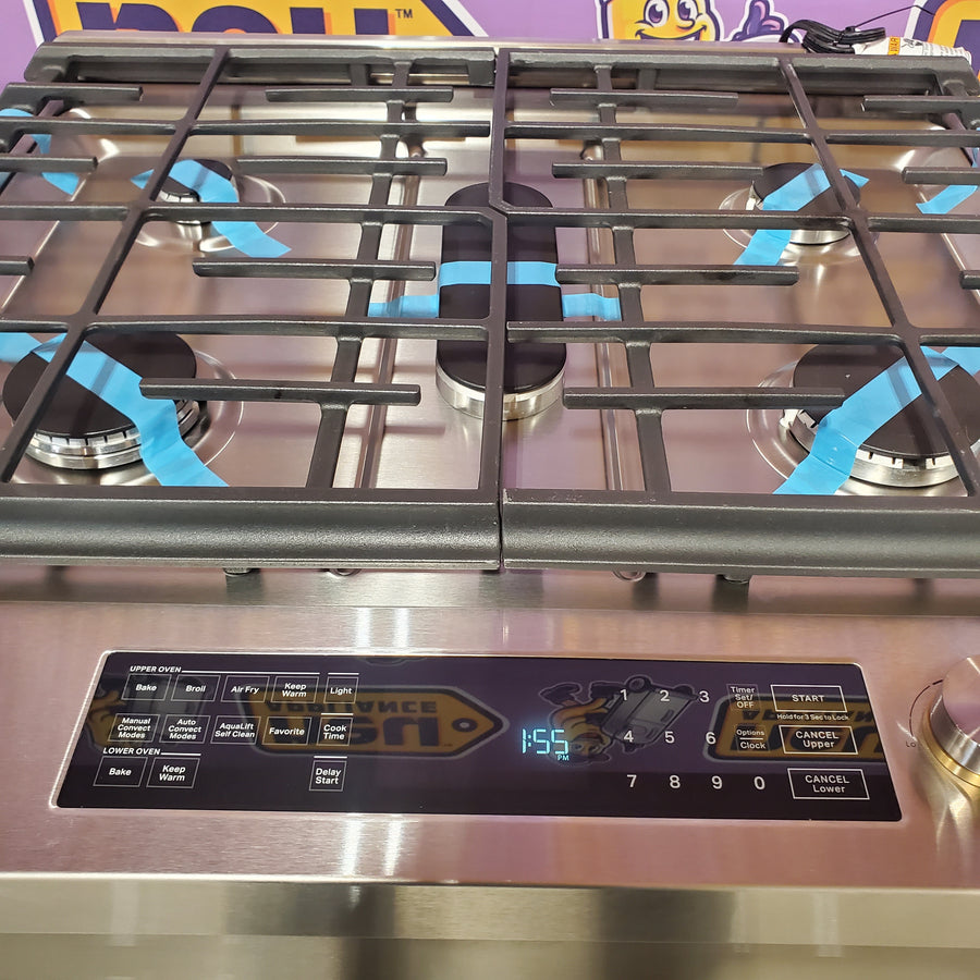 JennAir 30 in. Wide 5 Burner 7.1 Cu. Ft. Slide-In Dual Fuel Convection Range with Self-Cleaning and Air Fry in Stainless Steel JDS1450ML - Open Box