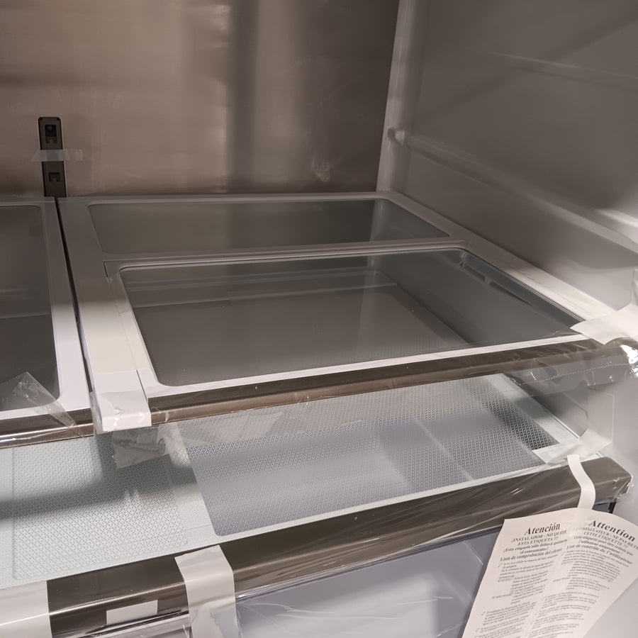 Bespoke 29 cu. ft. Standard Depth 4-Door French Door Refrigerator in White Glass with AI Family Hub+ 30131SD3 - RF90F29AEW - Open Box