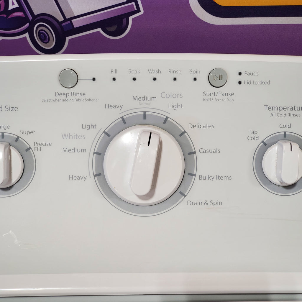 Pictures of Hotpoint Top Load 3.8 Cu. Ft. Washer with Stainless Steel Basket and Heavy Duty Agitator HTW240ASKWS and Hotpoint Electric Vented 6.2 Cu. Ft. Dryer with Aluminized Alloy Drum HTX24EASKWS - Certified Refurbished - Neu Appliance Outlet - Discount Appliance Outlet in Austin, Tx