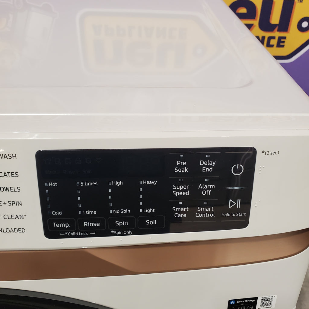 Pictures of Samsung Extra Large Capacity 5.0 cu. ft. Smart Front Load Washer in Ivory with Super Speed Wash and Steam Wi-Fi Connectivity 3SD726 - WF50BG8300AE - Open Box - Neu Appliance Outlet - Discount Appliance Outlet in Austin, Tx