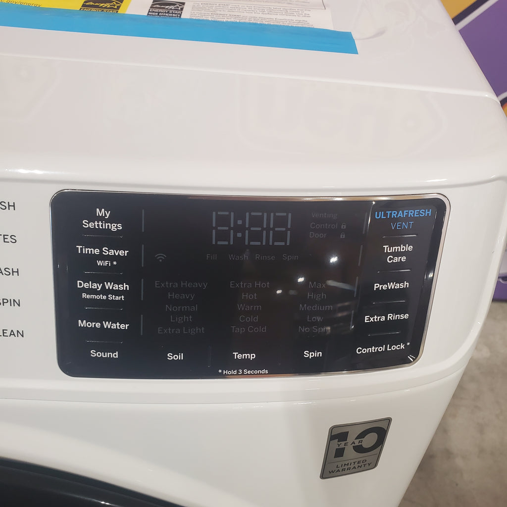GE ENERGY STAR 4.8 cu. ft. Capacity Smart Front Load Washer with UltraFresh Vent System with OdorBlock GFW550SSN5WW - Open Box and GE ENERGY STAR 7.8 cu. ft. Capacity Smart Front Load Electric Dryer with Sanitize Cycle 15027 - GFD55ESSNWW - New in Box