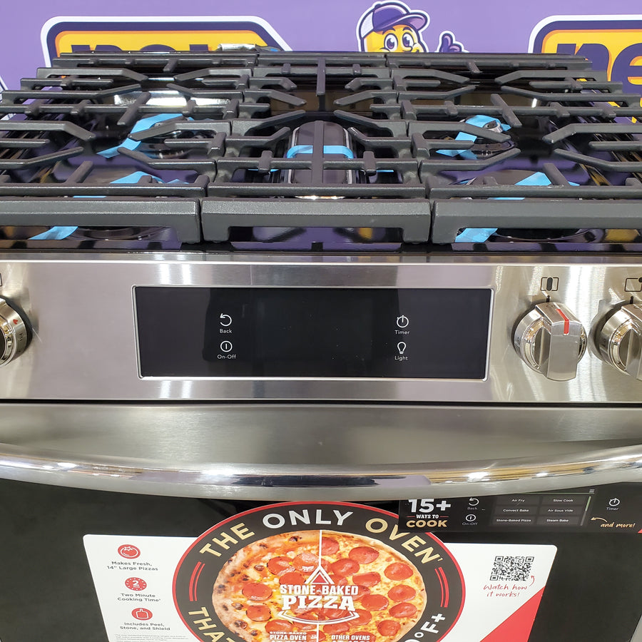 Frigidaire Gallery Stone-Baked Pizza 5 Burners 6-cu ft Air Fry Convection Oven Slide-In Natural Gas Range in Smudge-Proof Stainless Steel 20531SD500 - GCFG3070BF - Scratch & Dent (Minor)