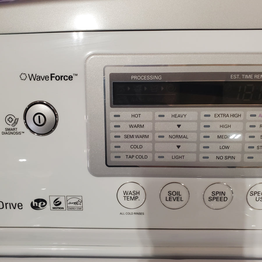 LG 4.5 cu. ft. Ultra Large High Efficiency Top Load Washer w/ WaveForce™ 1CR04111 - WT4970CW - Certified Refurbished