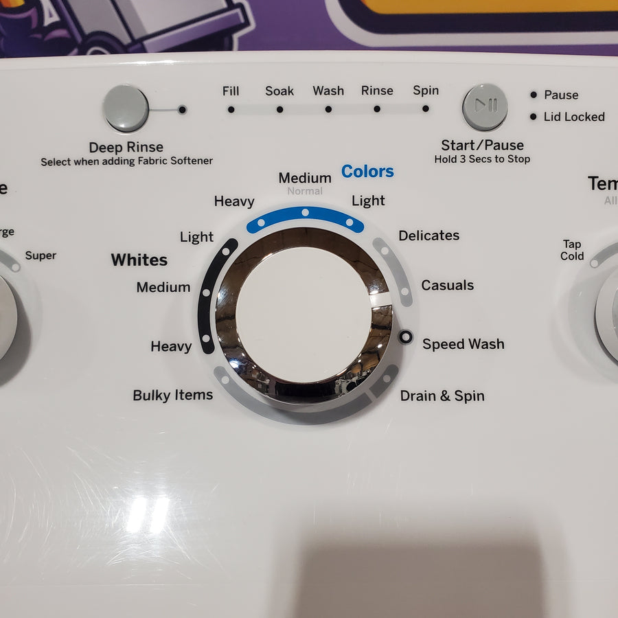 GE® 3.8 cu. ft. Capacity Washer with Stainless Steel Basket in White GTW330ASKWW - Scratch & Dent (Moderate) and GE® 7.2 cu. ft. Capacity Aluminized Alloy Drum Electric Dryer 16228 - GTD33EASKWW - Scratch & Dent (Minor)