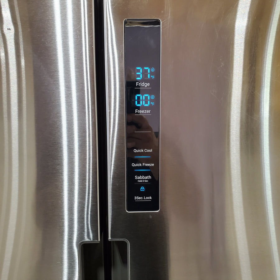 Haier 16.8 cu. ft. Counter Depth French Door Refrigerator in Stainless Steel QHE16HYPFS - Scratch & Dent (Major)