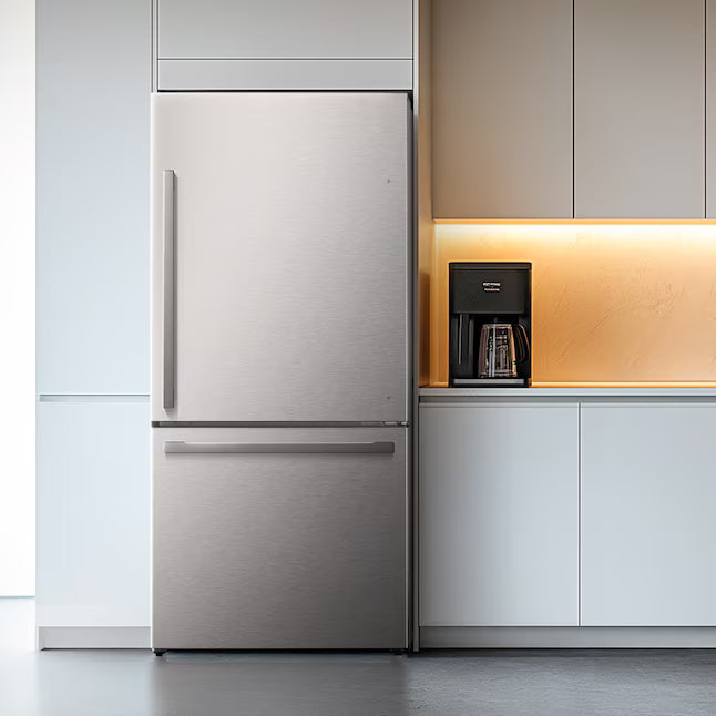 Hisense Counter Depth Bottom Freezer 17.2 Cu. Ft. Refrigerator with LED Lighting and Super Cool and Super Freeze in Fingerprint Stainless Steel 22142805 - HRB171N6ASE - Scratch and Dent (Minor)