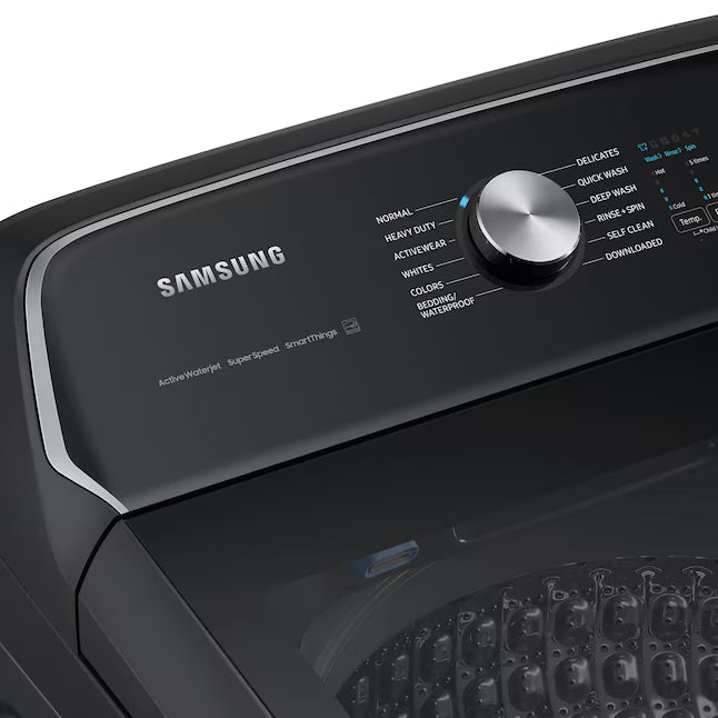 Samsung 5.5 cu.ft. Extra-Large Capacity Smart Top Load Washer with Super Speed Wash in Brushed Black WA55CG7100AV - Scratch & Dent (Moderate) and