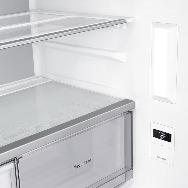 Samsung Counter-Depth 22.9-cu ft 4 -Door ENERGY STAR Certified Smart Compatible French Door Refrigerator with Dual Ice Maker in Fingerprint Resistant Stainless Steel RF23A9071SR - Scratch & Dent (Major)