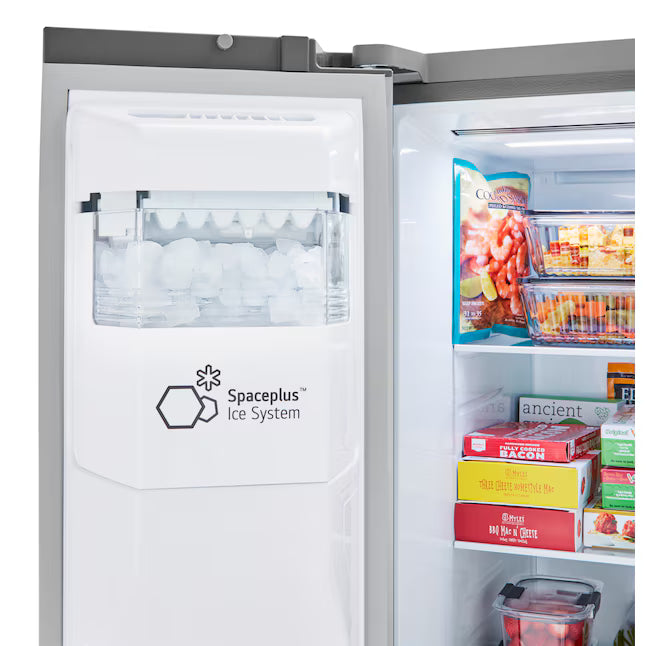 LG Door in Door 27.12-cu ft Standard-Depth 36-in Wide Side-by-Side Refrigerator with Ice Maker, Water and Ice Dispenser in PrintProof Stainless Steel LLSDS2706S - Open Box