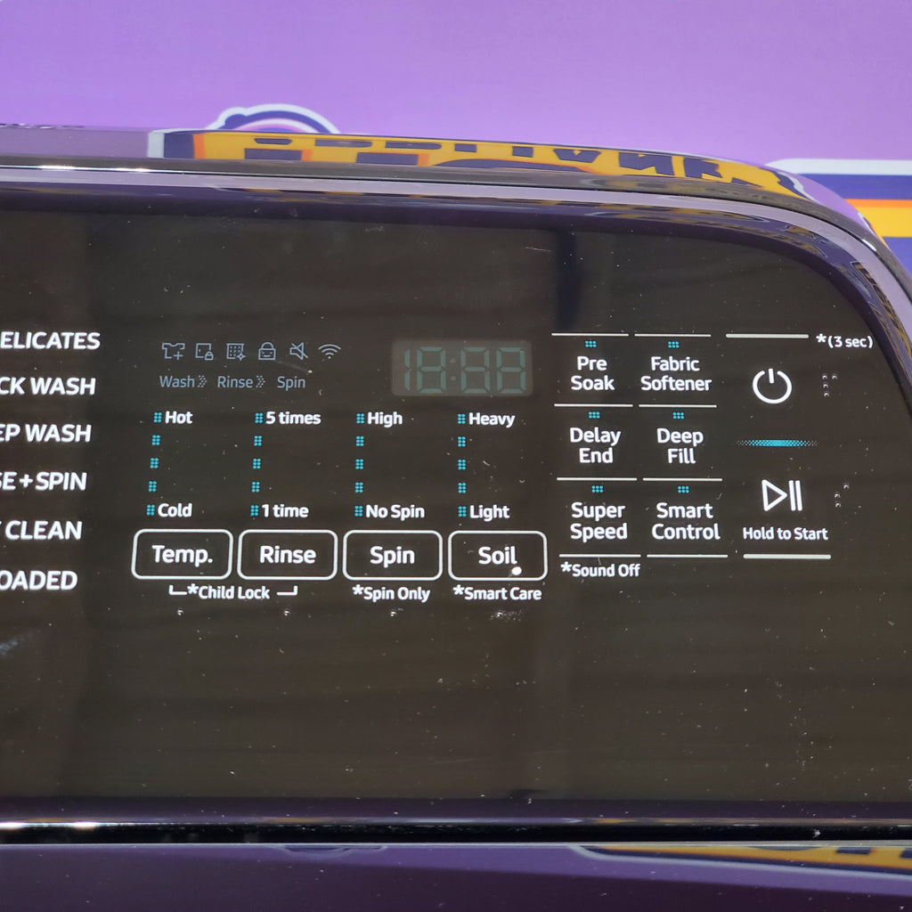 Samsung 5.5 cu.ft. Extra-Large Capacity Smart Top Load Washer with Super Speed Wash in Brushed Black 5SD229 - WA55CG7100AV - Scratch & Dent (Minor)