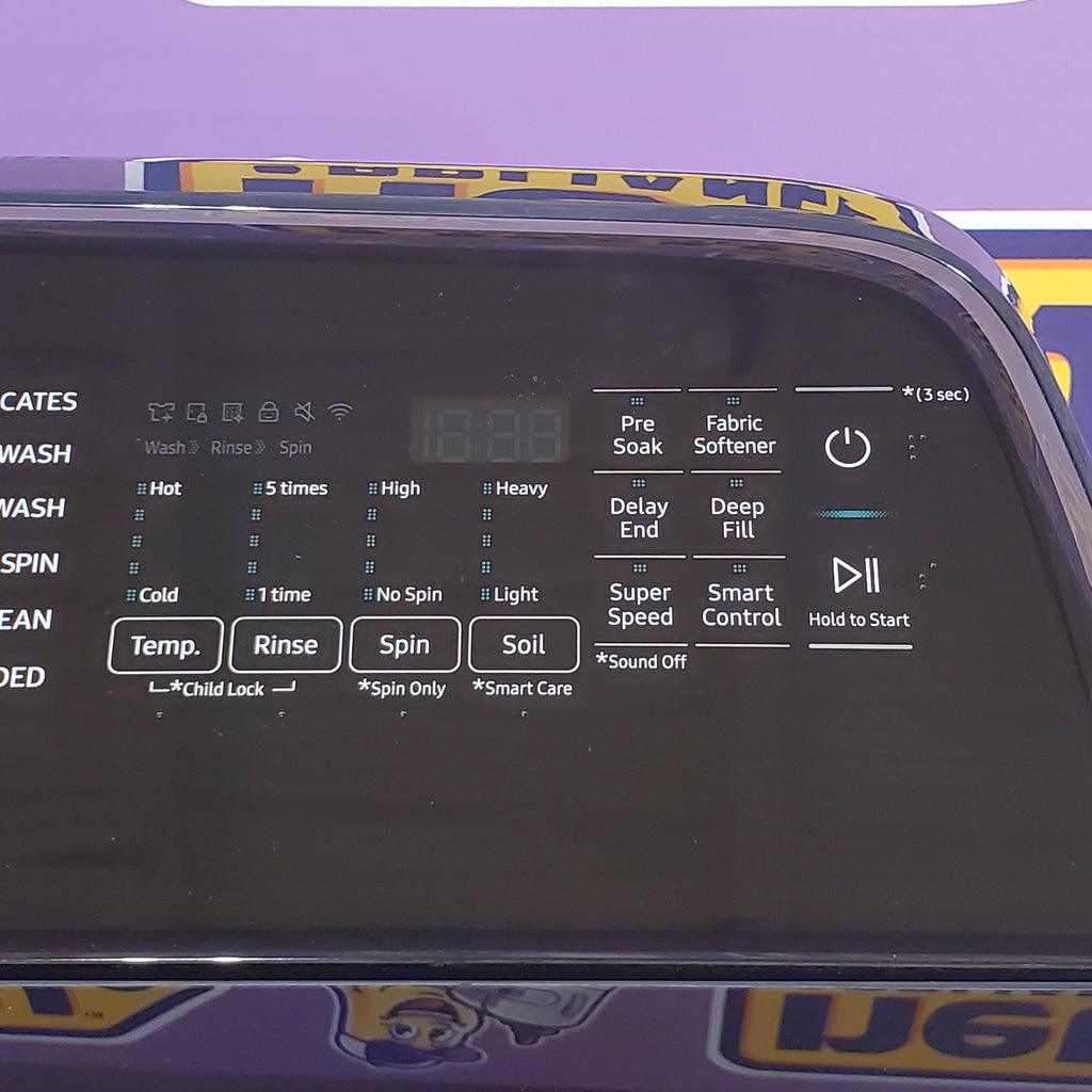 Samsung Brushed Navy Blue 5.4 cu. ft. Smart Top Load Washer with Pet Care Solution and Super Speed Wash 5SD228 - WA54CG7150AD - Scratch & Dent (Minor)