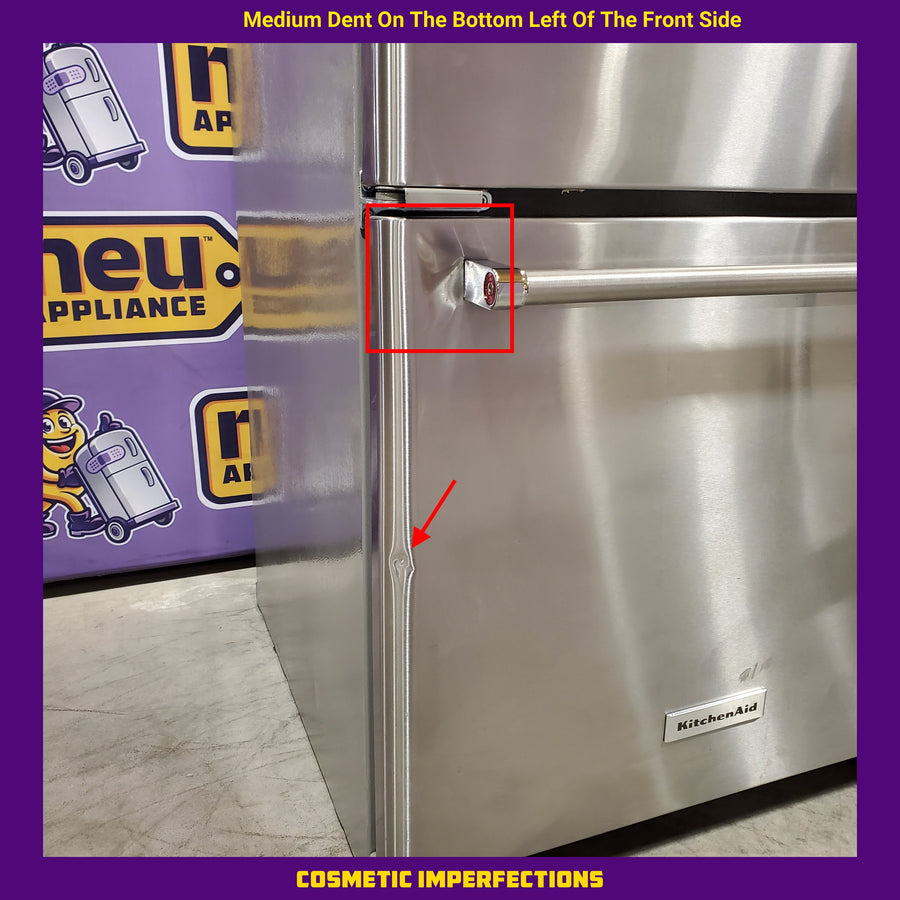 KitchenAid 18.7 cu. ft. Bottom Freezer Refrigerator in Stainless Steel 31133SD136 - KRBL109ESS - Scratch & Dent (Moderate)