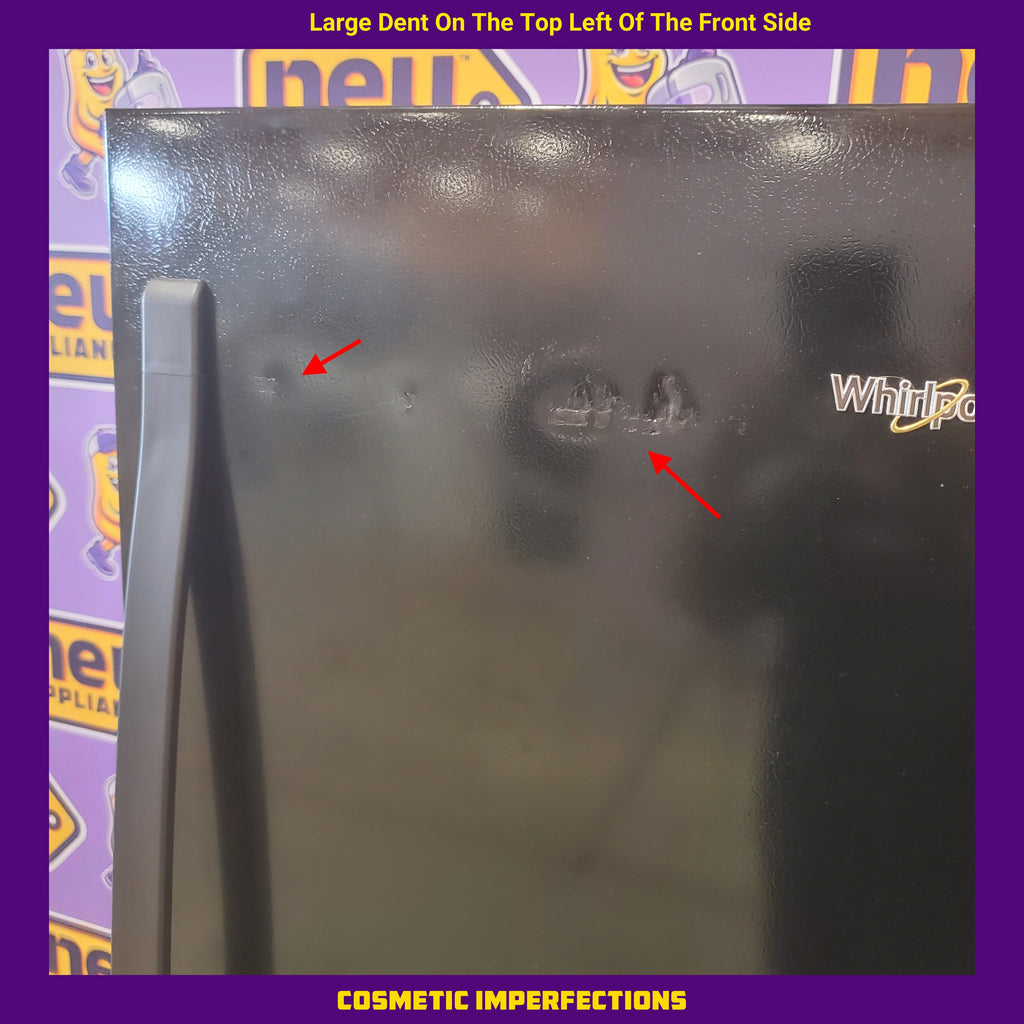 Pictures of Whirlpool 18.2-cu ft Top-Freezer Refrigerator with Ice Maker (Black)-WRT318FMDB-Scratch and Dent(Moderate) - Neu Appliance Outlet - Discount Appliance Outlet in Austin, Tx