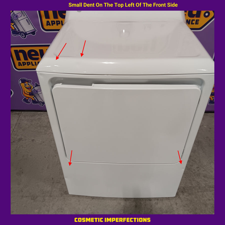 GE White Top Load 4.0 Cu. Ft. Capacity Washer with Stainless Steel Wash Basket GTW325ASWWW - Scratch & Dent (Moderate) and GE 7.2 cu. ft. Capacity Aluminized Alloy Drum Electric Dryer 16292 - GTD33EASKWW - Certified Refurbished