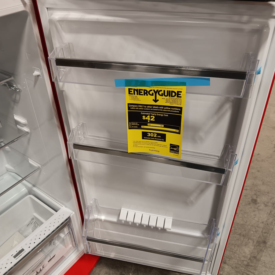 Unique Classic Retro 23.8 in. 11 cu. ft. Frost Free Top Freezer Refrigerator in Candy Apple Red, Energy Star 25CR226 - UNQ-310L-R-TM - Scratch & Dent (Minor)